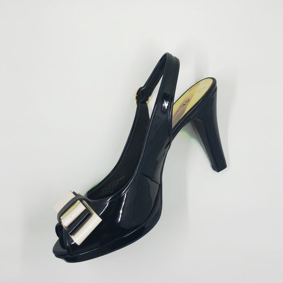 AK Anne Klein iFlex Slingback Pumps Platform Double Bow SZ 8 - Picture 5 of 9